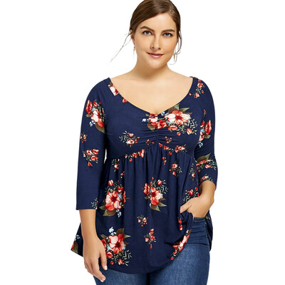 

Plus Size Flower Print Tunic T-shirt