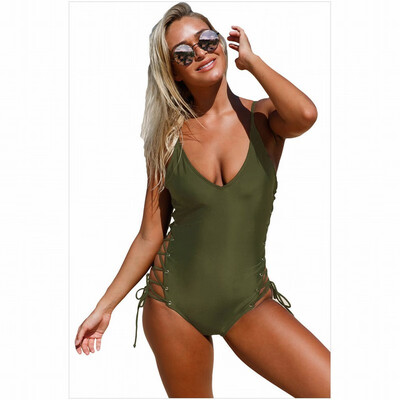 

V-neck sling on both sides of the bikini bikini one-piece swimsuit