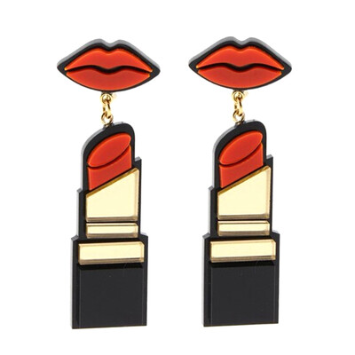 

Lady Cute Red Mouth Lipstick Earrings Long Dangle Hip Hop Pendant Earring 1 Pair