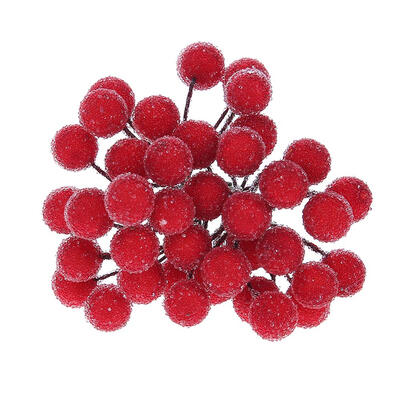 

40 Heads Mini Fake Fruit Berries Artificial Flower Double Heads Stamen