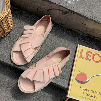 

Net red sandals womens shoes 2019 new ins tide summer fairy wind Joker fashion soft bottom flat non-slip pregnant women