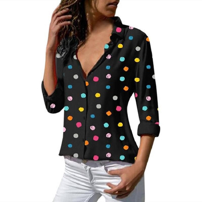 

2019wish hot summer new casual wave point street hipster cotton cardigan lapel loose blouse black