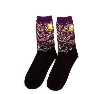 

Hot Starry Night Autumn Winter Retro Women Personality Art Van Gogh Mural World Famous Painting Male Socks Oil Funny Happy Socks