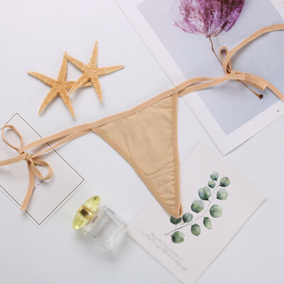 

Womens Sexy Bow Briefs Thong Low Rise Lace Up Underwear Skinny Solid T-back