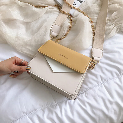 

Summer texture bag handbags new wave 2019 Korean version of the wild shoulder slung fashion contrast color broadband small square bag