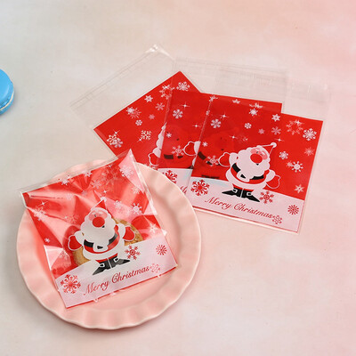 

Christmas Santa Claus And Snowman Plastic Seal Bag Biscuit Candy Packing Bag Self-Adhesive Gift Bags
