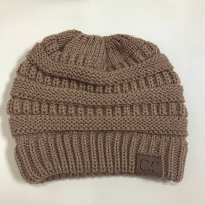 

Autumn winter hat knit ponytail warm cap ladies wool cap