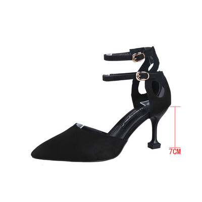 

Spring pointed high-heeled shoes for girls with thin heels&black single shoes for girls with medium heels