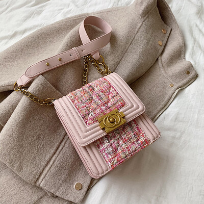 

Net red ins leisure chain bag simple lock wool mobile phone bag new 2019 slung womens small square bag