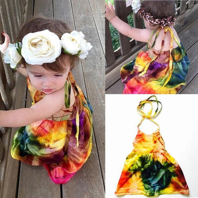 

Canis Casual Toddler Kid Baby Girl Halter Backless Tutu Dress Sundress Summer