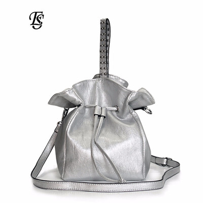 

ESHUNFA Bucket Bag 2019 New Fashion Lady Handbag Drawstring Drawstring Shoulder Messenger Bag ES8216 4326