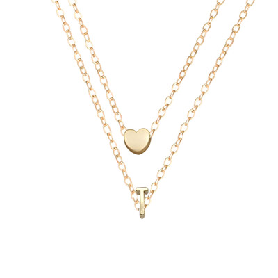 

26 Letters Fashion Tiny Dainty Heart Initial Double Layer Initial Letter Necklace Personalized Necklace Name Jewelry Friend Gift