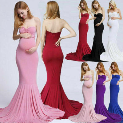 

Womens Pregnant Maternity Dress Long Maxi Gown Photography Photo Shoot Props US