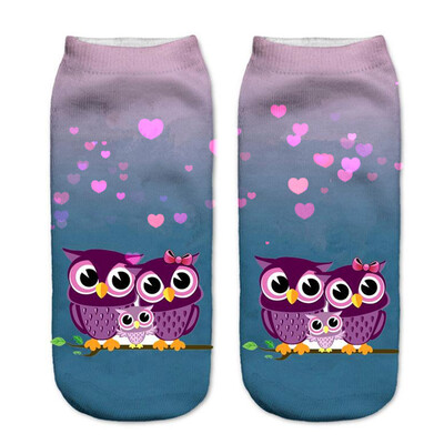 

Women Harajuku Cute Cotton 3D Print Owl Low Cut Ankle Socks