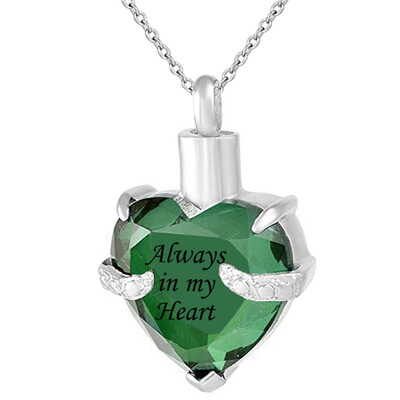 

Always in my heart Necklace for Ashes Love Heart Cremation Memorial Keepsake Pendant Necklace Jewelry 12 Month