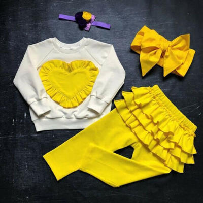 

US Toddler Kids Baby Girl Clothes Ruffle T-shirt Top Pants Outfit Sets Tracksuit