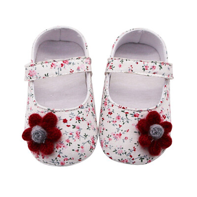 

Baby Shoes Baby Girl Breathable Floral Print Anti-Slip Shoes With Flower Casual Sneakers Toddler Soft Soled First Walkers