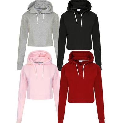 

Women&acutes Long Sleeve Hoodie Casual Sports Jumper Crop Tops Warm Pullover 4 Colors