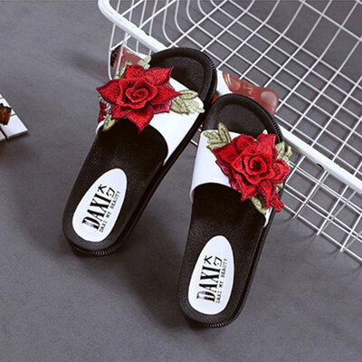 

Rose Summer Womens Flat Non-Slip Sandals Slip On Sandals Ladies Shoes Beach Slippers