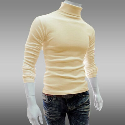 Fashion Pullover Cardigan Sweater Men Coat Turtleneck Knit Slim Fitness Tops