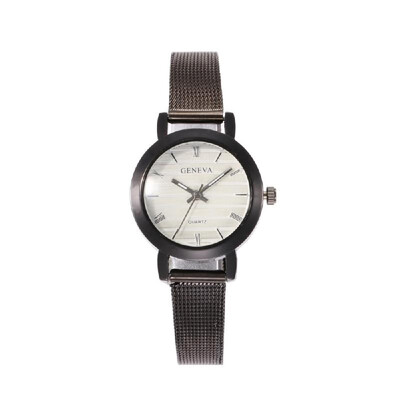 

Simple Roman Numeral Time Quartz Watch Women Fashion Alloy Mesh Band Wrist Watch