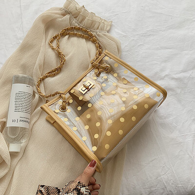 

Summer fresh bag female 2019 new wave fashion transparent jelly bag wild chain shoulder diagonal Messenger bag