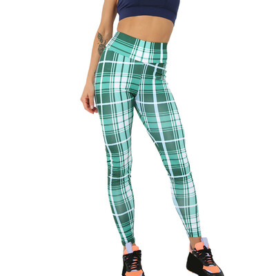 

Tailored Womens Casual Plaid Gradient Print High Waist Yoga Running Sports Pants Trouser