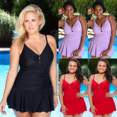 

PLUS SIZE Lady One Piece Swimsuit Push Up Bikini Swimwear Bathing Monokini Suit