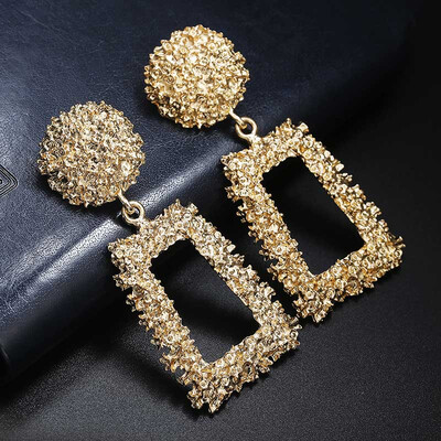 

Exaggerated Pund Style Drop Earrings For Women Golden Silver Color Square Geometric Earrings Wholesale