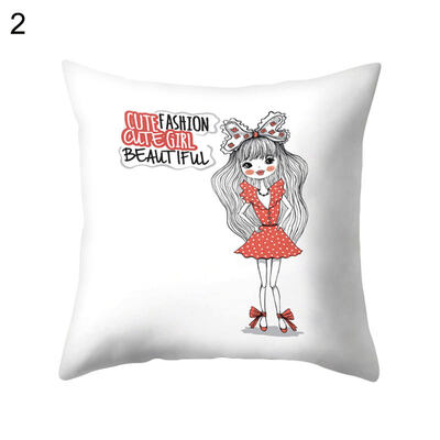 

Lovely Cartoon Girl Pillow Case Cushion Cover Sofa Bed Car Cafe Office Decor