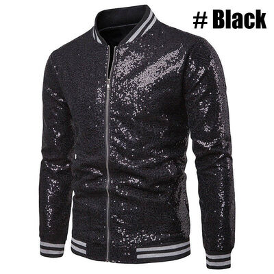

Mens One Button Glitter Sequined Blazer Wedding Party Jacket Tuxedo Suit Coat
