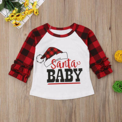 

Toddler Infant Baby Girl Christmas Santa Baby Ruffles Tops T-shirt Shirt Clothes