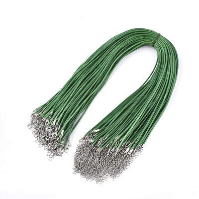 

Waxed Cord Necklace Making with Iron Lobster Claw Clasps Platinum Green 178"18"45546cm 2mm