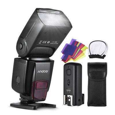 

Andoer AD560 IV Pro 24G Wireless Universal On-camera Slave Speedlite Flash Light GN50 with Flash Trigger Color Filters Diffuser H