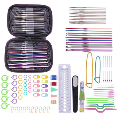 

22pcs Crochet Hooks Yarn Crochet Needles Stitches Weave Knitted Craft Kit