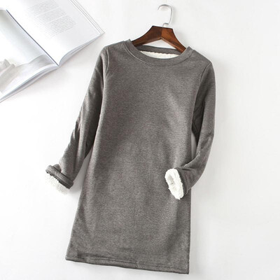 

Fashion Women Autumn Winter Bottom T-shirt Long Plus Thick Velvet Slim Warm Top Tee Tunic Basic Casual Pullovers Blouse