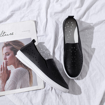 

Small white shoes female 2019 summer new wild tide shoes flat lazy casual breathable one pedal single shoes summer