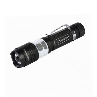 

ZHISHUNJIA XM- T6 COB 3-Mode White Red Zooming Flashlight - Black