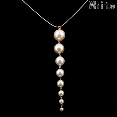 

Fashion Simple Sweater Chain Charm Simulated Pearl Necklace Long Sweater Chain Necklace For Women