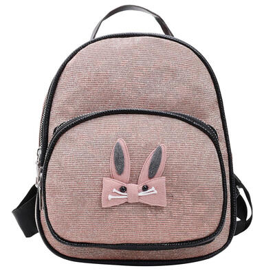 

Cute Ear Decor Backpack Women Handbag PU Leather School Travel Knapsack