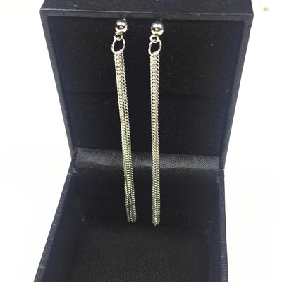 

New Fashion Golden Silver Plated Dangle Hanging Black Rhinestone Long Drop Earrings For Women Jewelry brincos bijoux