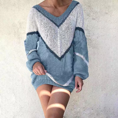 

Women V-Neck Tops Sweater Jumper Casual Long Sleeve Loose Fit Pullover Top -2XL