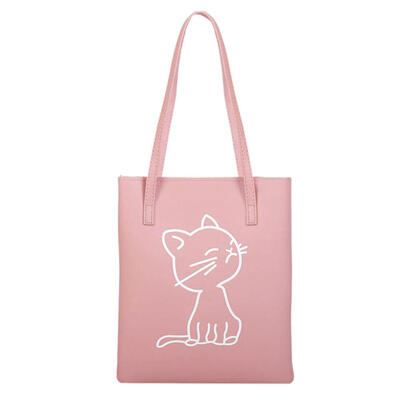 

PU Leather Cartoon Kitten Casual Large-capacity Shopping Lady Shoulder Bag
