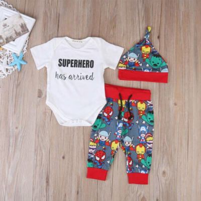 

Newborn Toddler Kids Baby Boy Girl Romper Tops Long Pants Hat Outfits Clothes