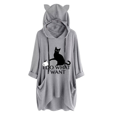 

Women Fashion Loose Concise Casual Cartoon Pattern All-match Half Sleeve Hooded Dress