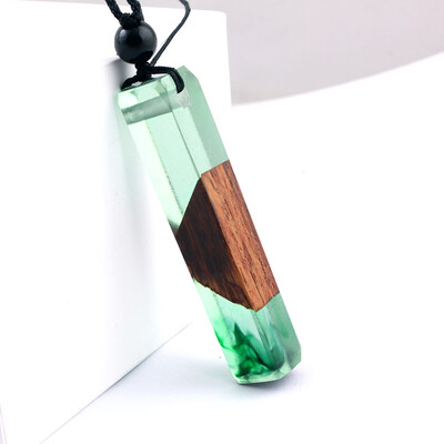 

Hot Natural wood resin Pendant Necklace for Women Men long chain woven rope chain Necklace statement Jewelry Gift