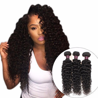 

3 Bundles Human Hair Weave Peruvian Curly Hair Bundles Natural Color Non Remy Afro Kinky Curly Human Hair Extensions