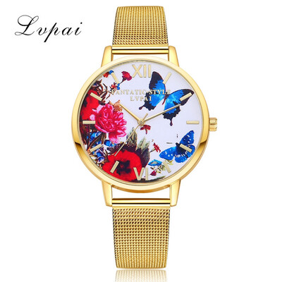 

Hot Selling Womens Watches Plant Pattern Disc Featured Ladies Quartz Wristwatch Rose Glod Strap Clock Casual Reloj Mujer