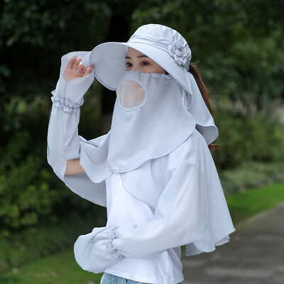 

Sunshade Hat Womens Summer Travel Bike Electric Vehicle Windproof Sunscreen Hat UV Cover Face Big Edge Tea Picking Hat