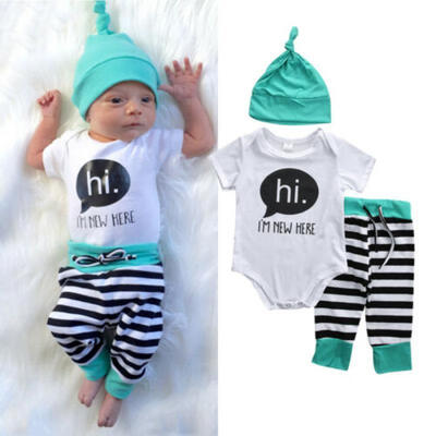 

USA Newborn Baby Boys Girls Tops Romper Jumpsuit Pants Hat Outfits Set Clothes